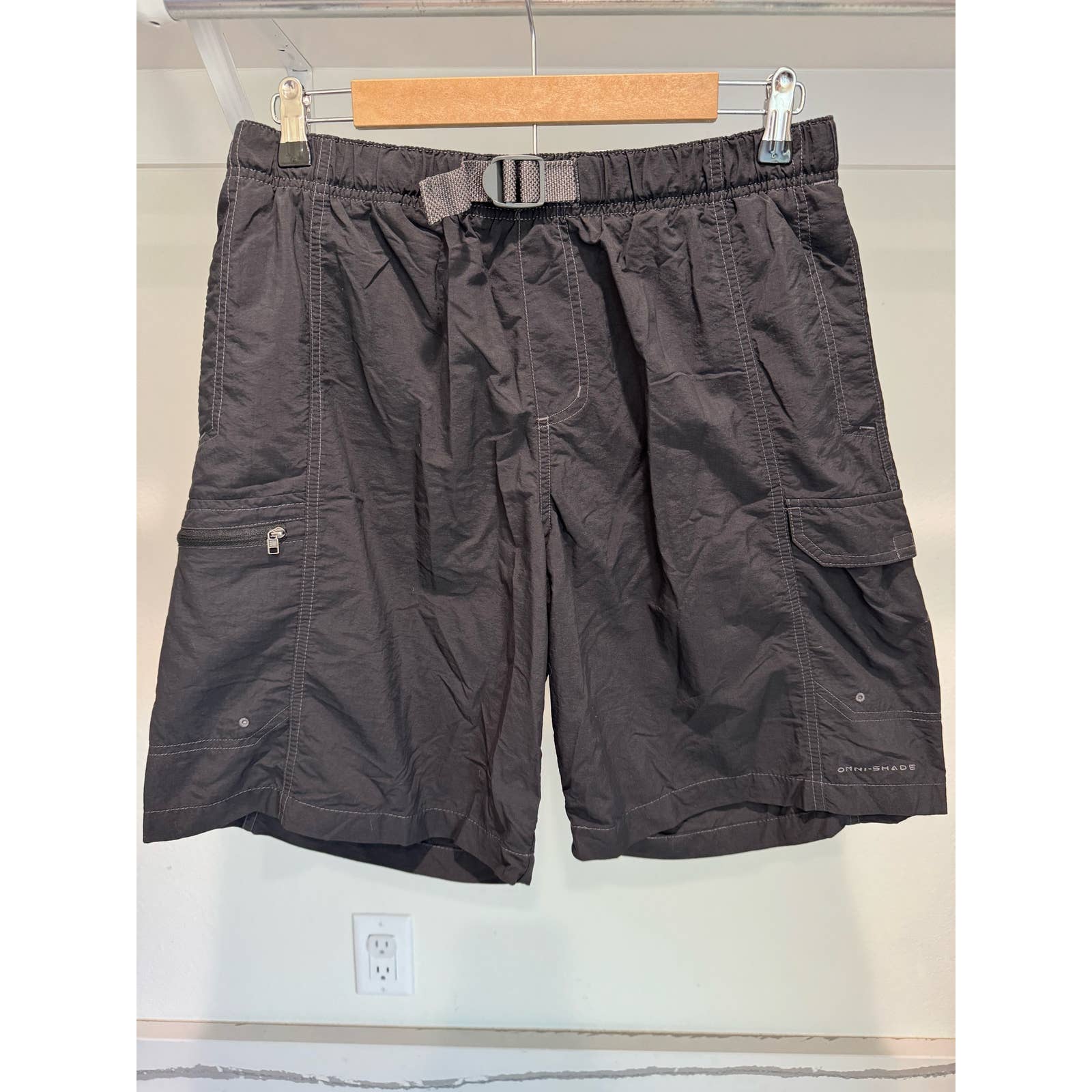 Columbia Men's Shorts With Belt Black Size Medium Omni-Shade Cargo